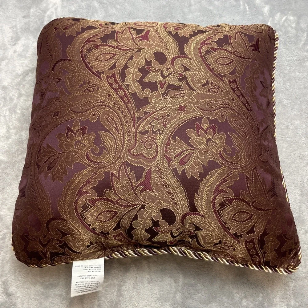 Vintage Croscill Imperial Empress Boudoir Pillow Burgundy Gold Stuffed Ornate